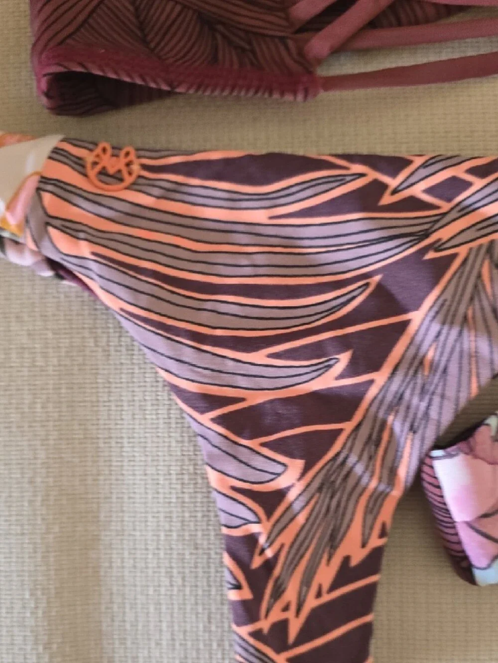 Maaji Floral Lace-Up Bikini Set in Burgundy, Coral & Mint - Picture 5 of 8